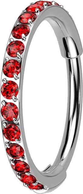 Actual product image Star Piercing Micro segment ring hinged silver side crystals red (Titanium G23, without brass)