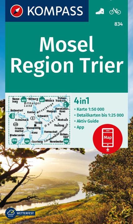 Produktbild KOMPASS Wanderkarte 834 Mosel,Reg.Trier