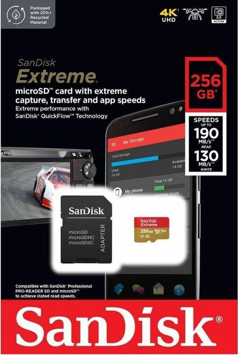 Image du produit SanDisk Extreme UHS-I V30 (256 Go, microSDXC, U3, UHS-I)