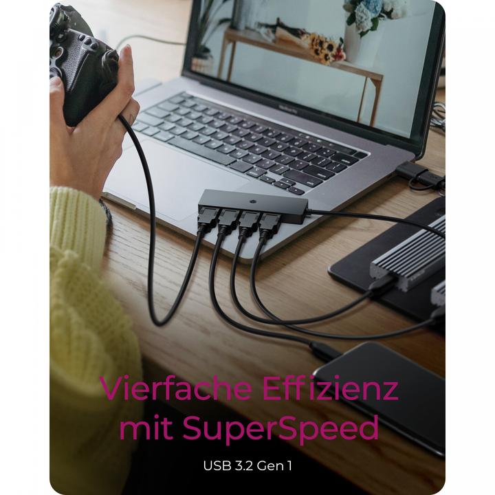 Actual product image Icy Box ICY BOX Kompakte Multiport-Dockingstation, Hochgeschwindigkeit USB-Hub, IB-HUB1424-C3 (USB-A, USB-C, 4 Ports)
