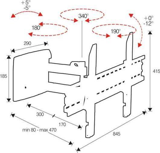 Image du produit ITB Multisnode Noir (Mur, 65", 45 kg)