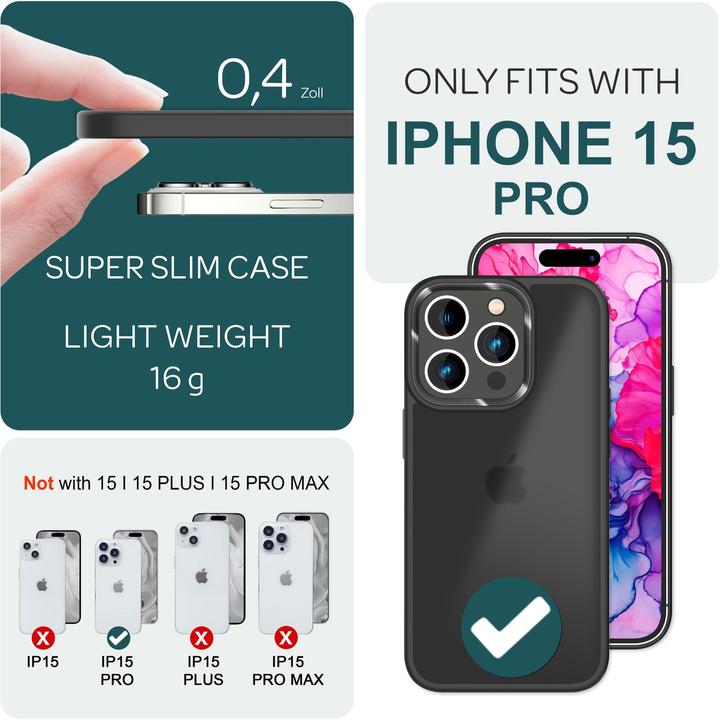 Immagine prodotto Nalia Manica ibrida opaca trasparente smerigliata (Apple iPhone 15 Pro)