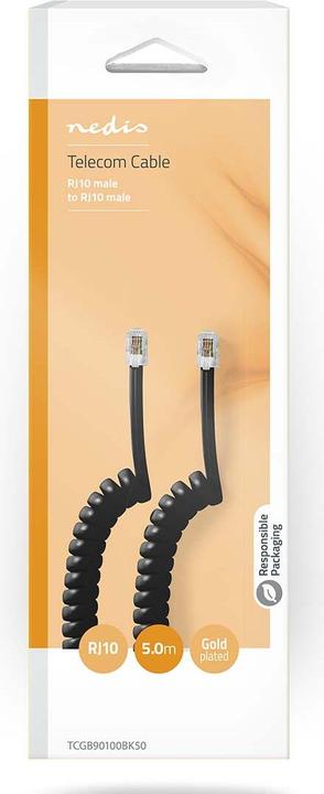 Produktbild Nedis Telefonkabel | RJ10 Stecker | RJ10 Stecker | 5.00 m | Kabeldesign: Aufgerollt | Kabeltyp: RJ10