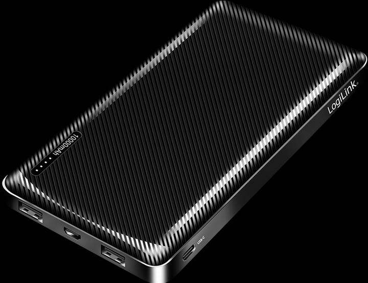 Produktbild LogiLink Powerbank 10000 mAh, 2x USB-A, USB-C, micro-USB, mit Schnellladenfunktion, schwarz (10000 mAh, 12 W, 12 Wh)