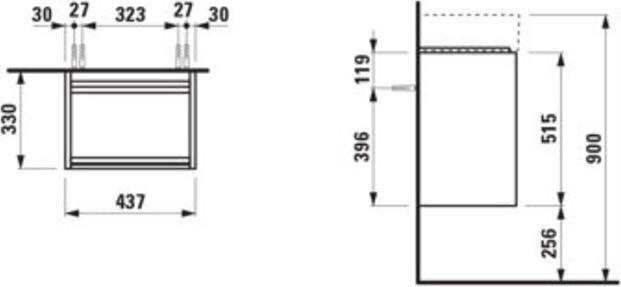 Actual product image Laufen Lani for Kartell vanity unit, 1 door, hinge right, 435x330x515mm, H403912112