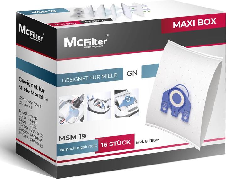 Image du produit Mc Filter 16 sacs à poussière adaptés à l'aspirateur Miele série GN S2 S4 S5 S6 S8 (16 x)