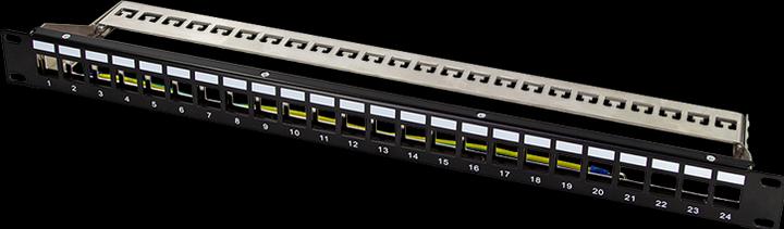 LogiLink Pannello patch da 19" per 24 moduli Keystone, con campi di etichettatura e morsetto per cavi