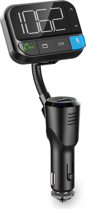 Actual product image Nedis Car Audio FM Transmitter | Gooseneck | Handsfree | 2 " | Black and White Monitor | Bluetoot