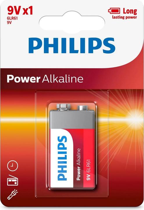 Image du produit Philips Power Life 6LR61P1B - Pile 9V - alcaline (1 pcs, 9V Block)