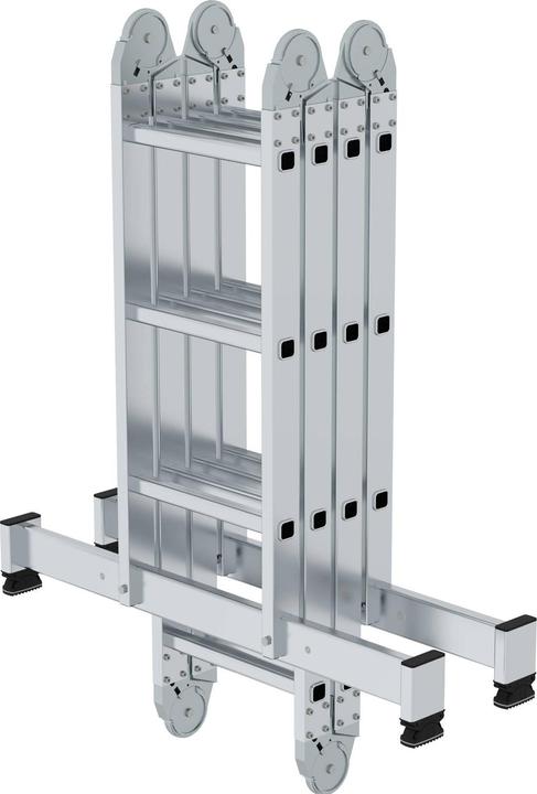Produktbild Munk Vielzweckleiter 4-teilig mit nivello-Traverse und Holzbelag 2x3 + 2x4 Sprossen (Mehrzweckleiter, 420 cm)