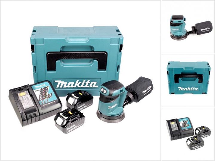Actual product image Makita DBO 180 RFJ 18 V battery orbital sander + 2x battery 3,0Ah + charger + Makpac (Eccentric grinder)
