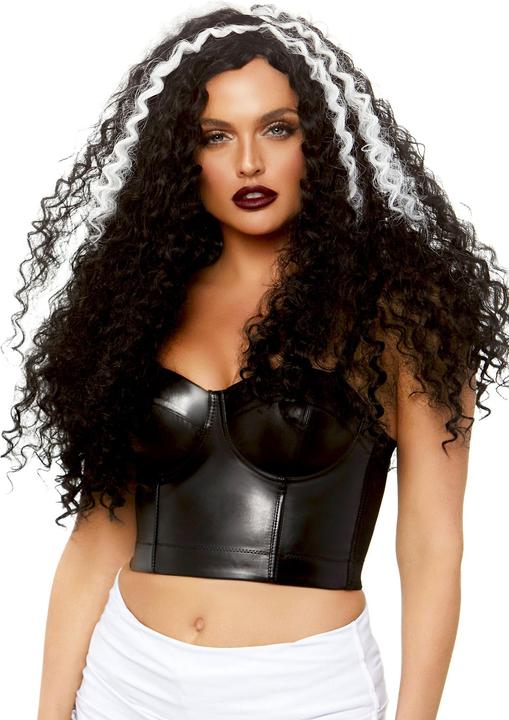 Leg Avenue Lange Curly Locken schwarz-weiss - für Fasching