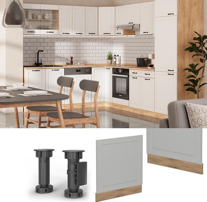 Actual product image Vicco Geschirrspülblende R-Line, Weiss Landhaus/Goldkraft Eiche, 60 cm ohne Arbeitsplatte