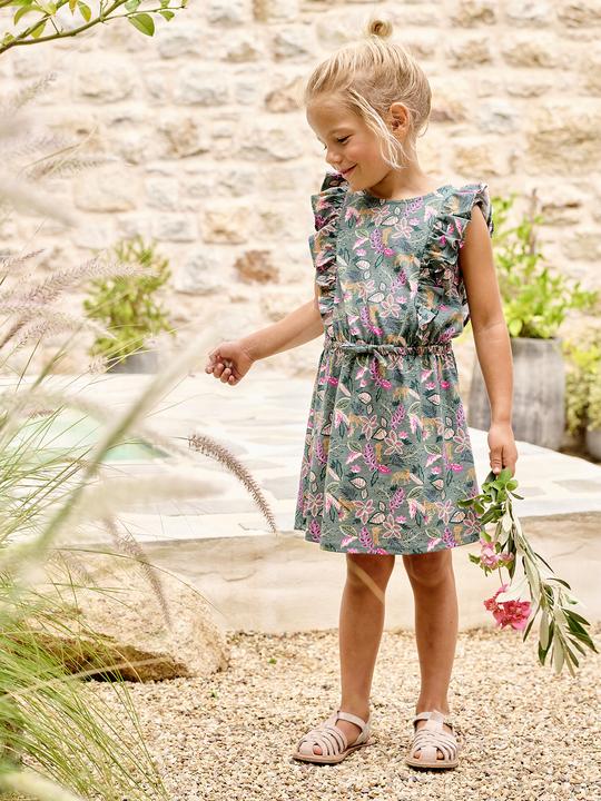 Produktbild Vertbaudet Bedrucktes Mädchen Jerseykleid mit Volantärmeln (98)