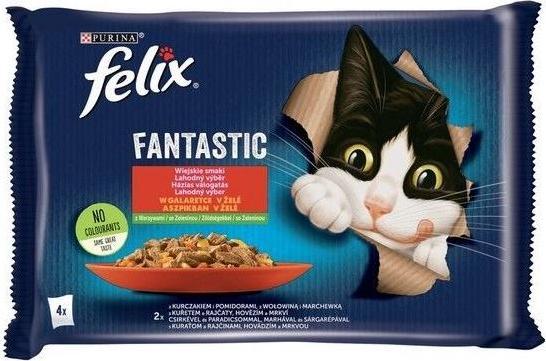Nestlé FELIX bags 4x85g FANTASTIC RURAL TASTE WITH VEGETABLES in jelly /12 (Adult, 4 pcs., 340 g)