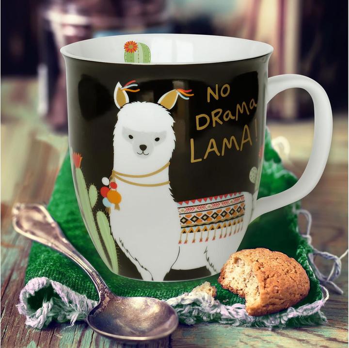 Produktbild Sheepworld Kaffeetasse No Drama Lama 400 ml, 1 Stück, Schwarz (400 ml, 1 x)