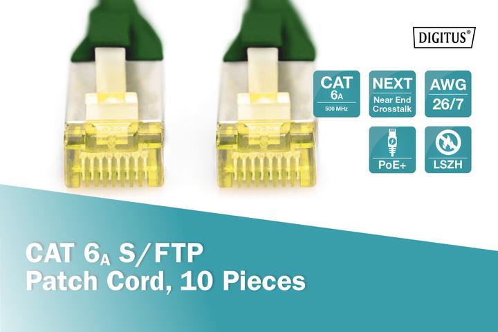 Actual product image Digitus CAT 6A S/FTP patch cord, 10 pieces (S/FTP, CAT6a, 3 m)