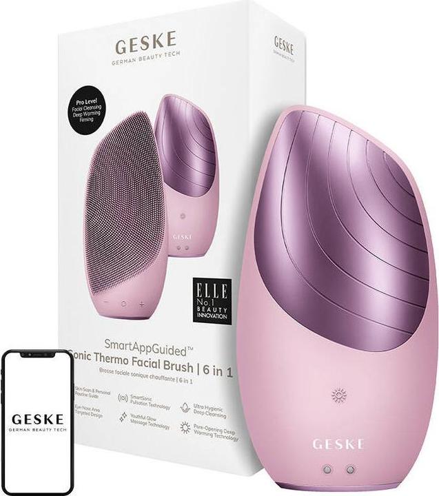 Actual product image Konjac Sponge Soniczna szczoteczka termiczna do twarzy 6w1 Geske z Aplikacją (różowy)