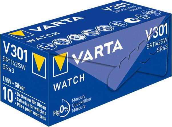 Produktbild Varta Knopfzelle V301, 1.55V (10 Stk., SR43, 82 mAh)