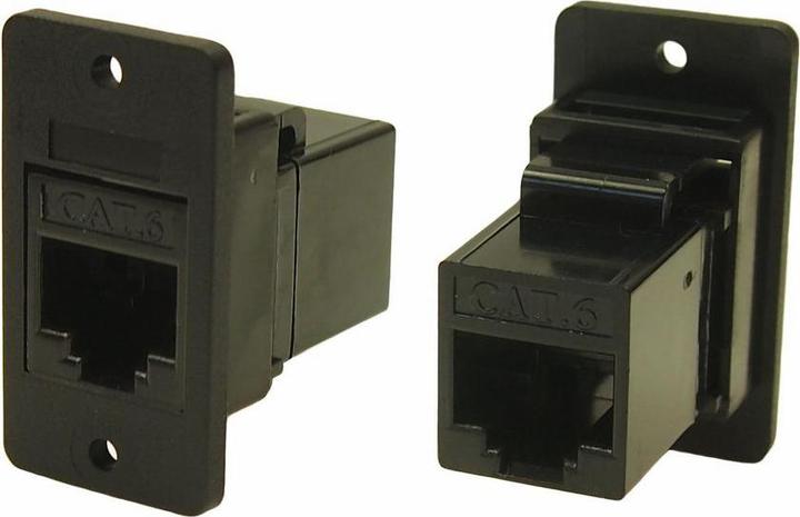 Actual product image Rs Pro Cat.6 RJ45 plug connector socket, 1-port 8P8C-pin, panel mounting (Network coupling)