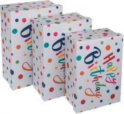 Immagine prodotto G. Wurm Set di scatole regalo, Buon Compleanno con puntini colorati in carta/cartone bianco, set di 3 (Scatola da regalo, 3 x)