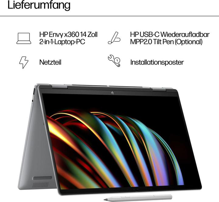 Produktbild HP ENVY x360 14-fc0156ng 14,0" WUXGA IPS Touch, Intel Core Ultra 5 125U, 16GB RAM, 512 GB SSD, Windo (14", Intel Core Ultra 5 125U, 16 GB, 512 GB, DE)