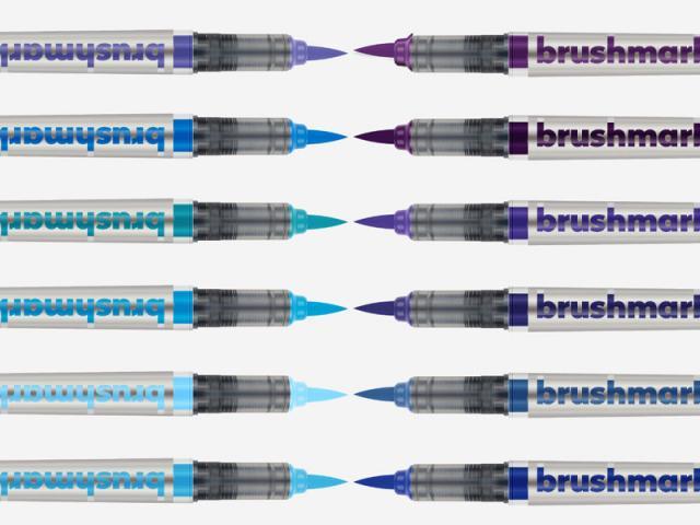 Actual product image Karin PRO - Brush Marker (sapphire blue 189, TURQUOISE 654, violet blue 688, Royal Blue 045, SKY BLUE 621, PLUM 197, arctic blue 264, indigo blue 169, cyan 207, EGYPTIAN BLUE 305, LILAC 226, Cool Aqua 204, 12 x)