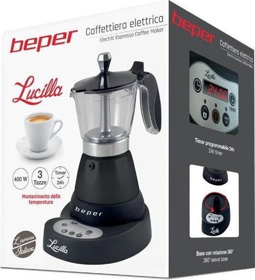 Actual product image Beper BC.041N- electric espressomachine- 3 koffiekopjes