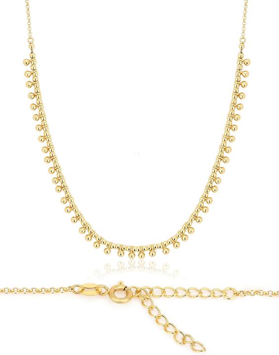 Leyda Halskette Kugelanhänger (Silber 925, vergoldet 750 / 18 K Gold, 40 - 45 cm)