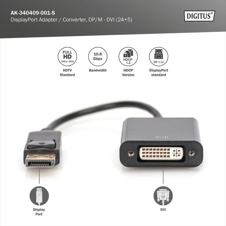 Produktbild Digitus DisplayPort — DVI (DVI, 15 cm)