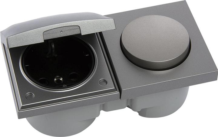 Actual product image Berker Integro Pure double socket outlet stainless steel effect, black socket outlet