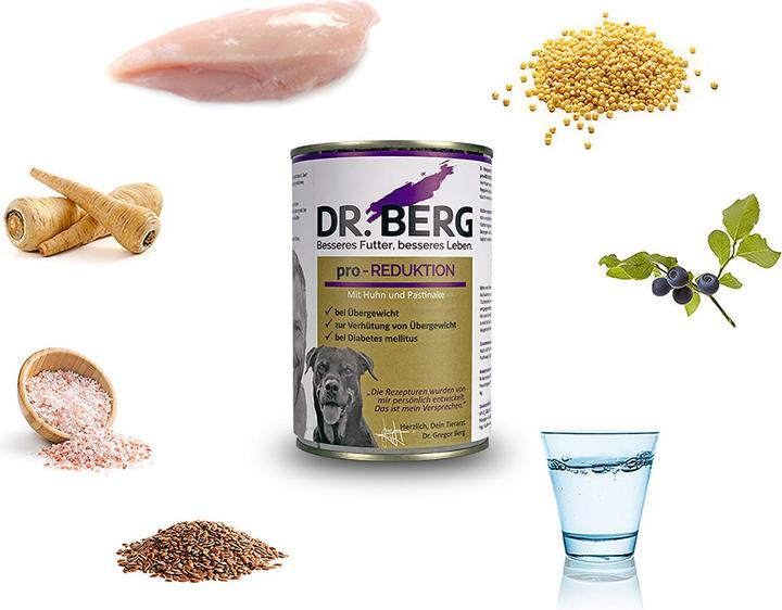 Produktbild Dr. Berg pro-REDUKTION Hund, Huhn + Pastinake (Senior, Adult, 6 Stk., 2400 g)