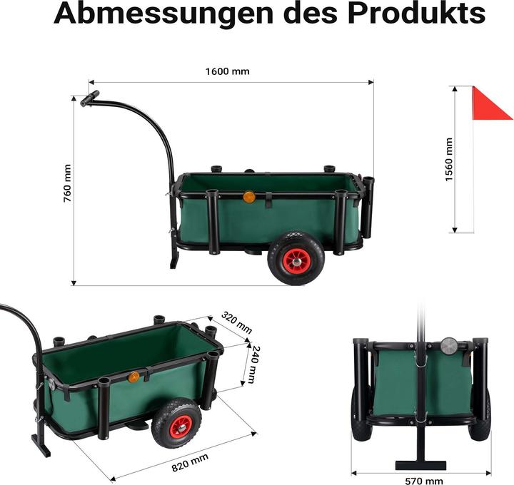Produktbild Wiltec Angelwagen mit Tasche Angel Trolley bis 50kg Bollerwagen Transportkarre