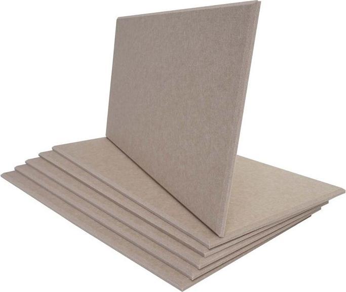 Actual product image Mendler Set of 6 acoustic wall panels HWC-L52, sound-absorbing 1sqm area 60x30cm, light brown (60 x 30 x 0.9 cm)