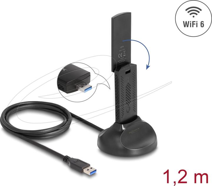 Produktbild Delock Wi-Fi 6 Dualband WLAN USB Adapter AX1800 (1201 + 574 (USB)
