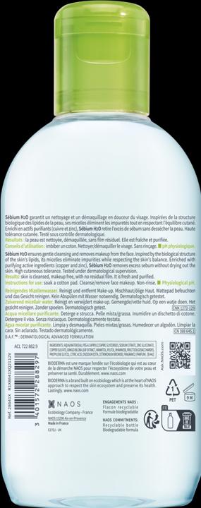 Actual product image Bioderma Sébium H2O (Cleaning cloths, 250 ml)