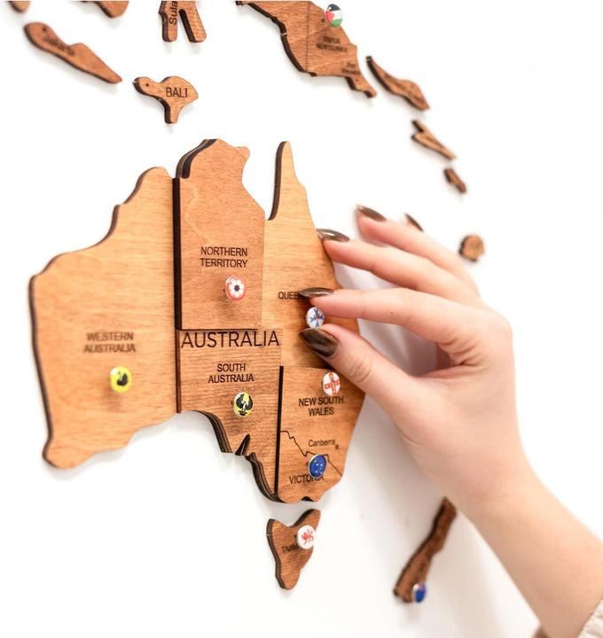 Image du produit Enjoy The Wood Carte du monde en 3D (120 x 200 cm)
