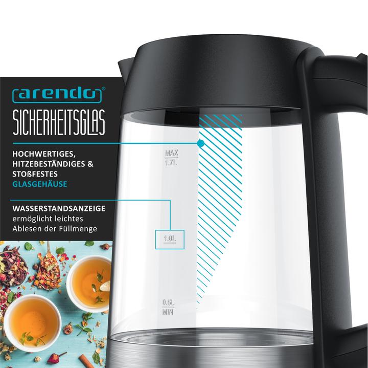Image du produit Arendo Bouilloire en verre en acier inoxydable (1.70 l)