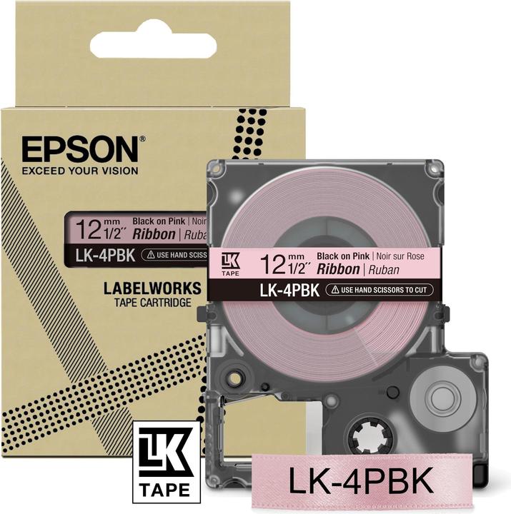 Epson Label Cassette Lk-4pbk (1.20 cm, Black, Pink)