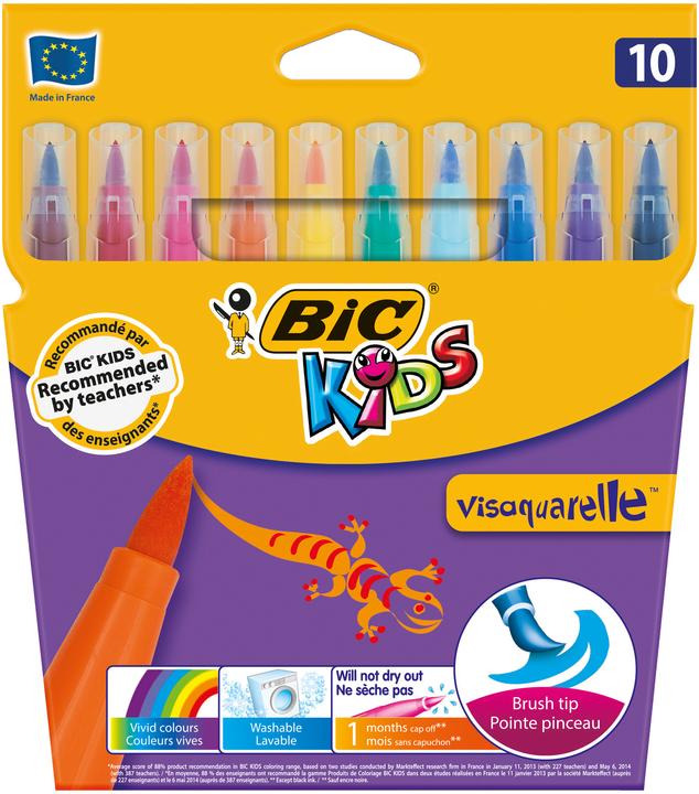 Image du produit Bic Kids Stylos à pointe de fibre Visaquarelle (Multicolore, 10 x)