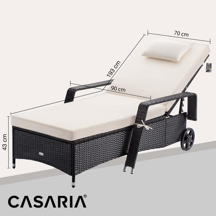Produktbild Casaria Polyrattan Gartenliege (193 cm)