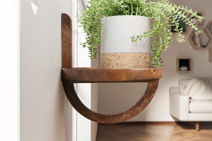 Productafbeelding FineBuy Wandplank FB98604 massief hout bruin (Ø 30 x 33 cm)