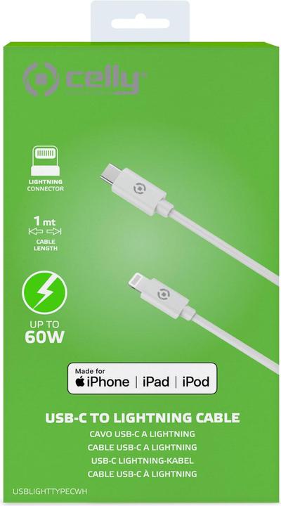 Produktbild Celly Lightning – USB Typ C (1 m, USB 3.2 Gen 2, 60 W)