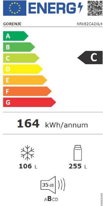 Energie-Label Gorenje GORE Stand-Kühl-Gefrierkombination (361 l)
