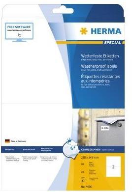 Produktbild HERMA Wetterfeste Inkjet Versandetiketten A4