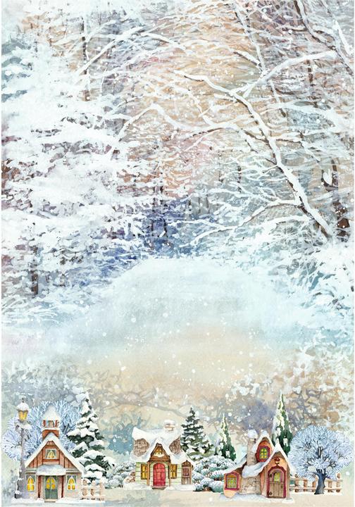Actual product image Renkalik Motif straw silk "Snowtime", approx. 32 x 45 cm (25 g/m², 1 x)