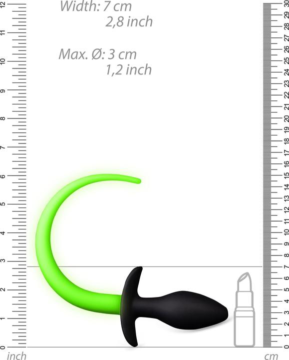 Actual product image Ouch! Puppy Tail plug - Glow in the Dark