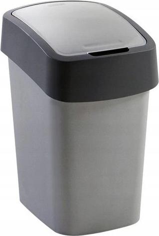 Actual product image Curver FLIP BIN" 10L waste bin, silver/dark grey, 18.9x23.5x35 (10 l)