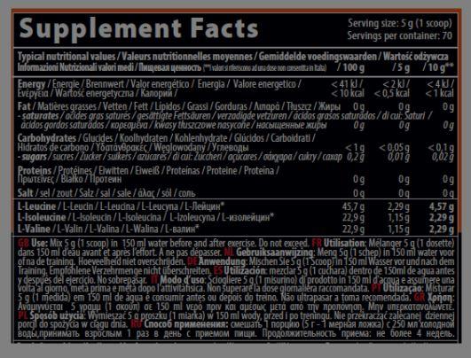 Nutritional values and ingredients QNT BCAA 8500 (Lemon, 1 pcs., 350 g)
