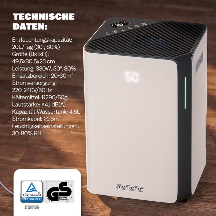 Immagine prodotto Monzana Deumidificatore (30 m², 20 l/24h)
